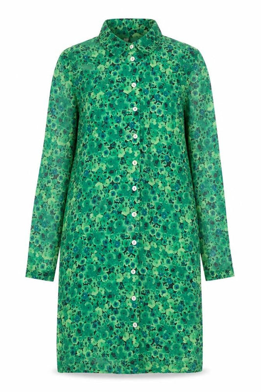 Front view of Only Women's Green Floral Shirt Dress -, size S