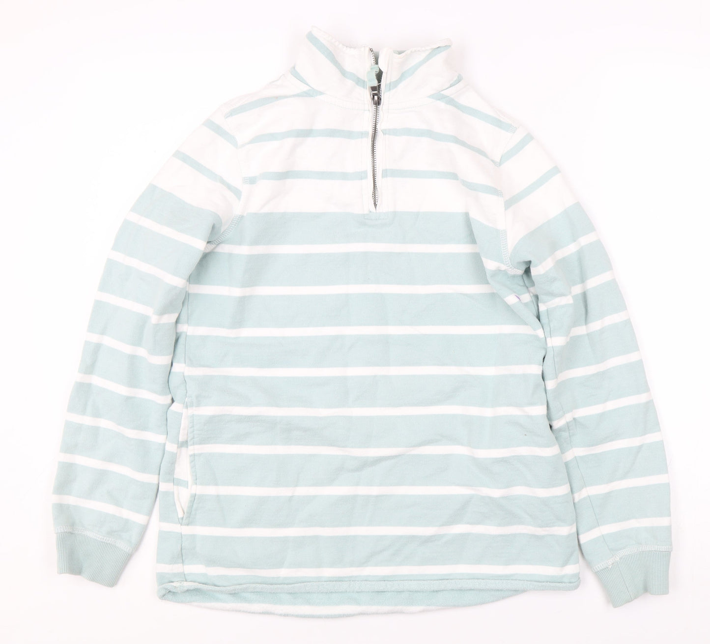 WoolOvers Women's Blue Striped Full Zip Sweatshirt S