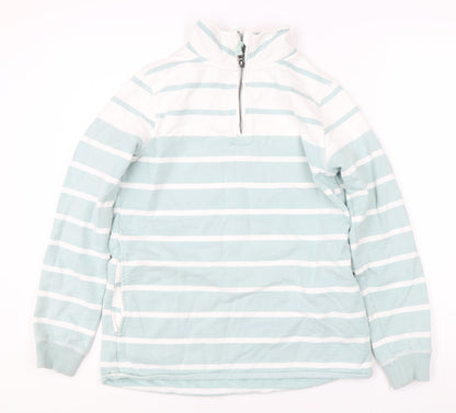 WoolOvers Women's Blue Striped Full Zip Sweatshirt S