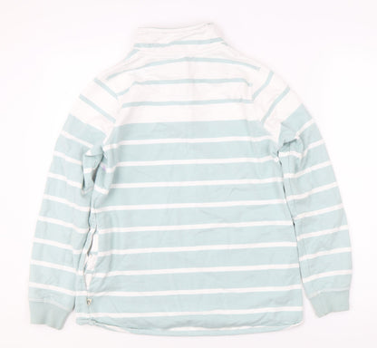 WoolOvers Women's Blue Striped Full Zip Sweatshirt S