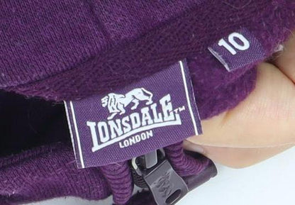 Lonsdale Women's Purple Full Zip Hoodie Size 12