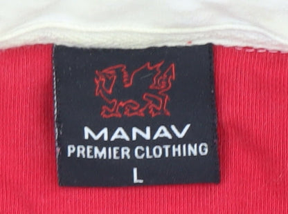 Manav Men's Red Long Sleeve Polo Shirt - Size L