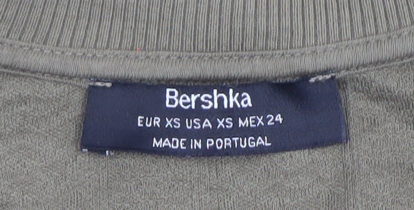 Bershka Women's Green XS Pullover Sweatshirt
