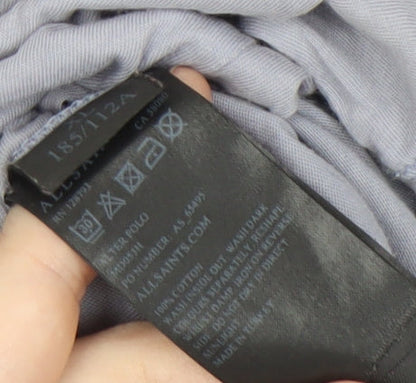 AllSaints Men's Grey Polo Shirt Size L Short Sleeve Cotton