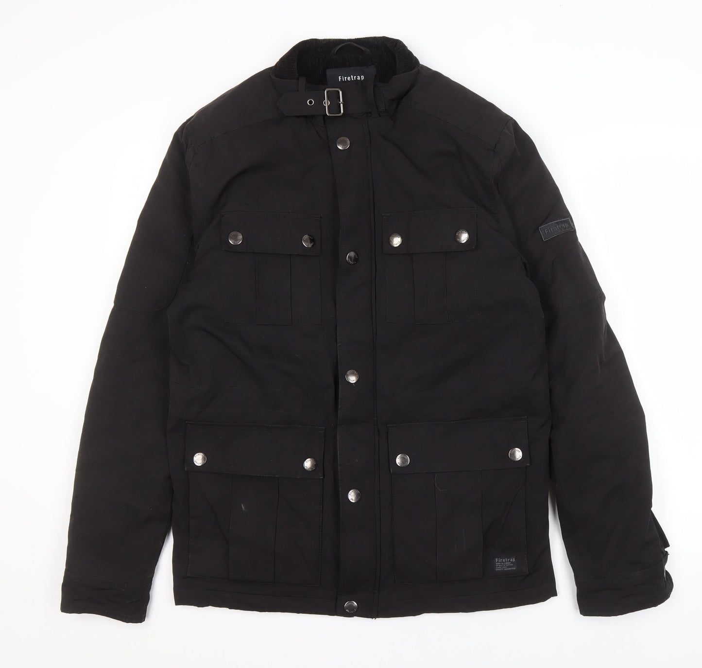 Mens UK Size M Firetrap Black Biker Coat