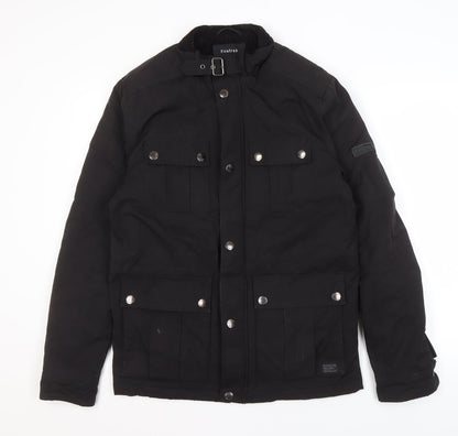 Mens UK Size M Firetrap Black Biker Coat