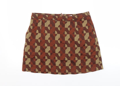ilk + ERNIE Women's Brown Geometric Skirt L