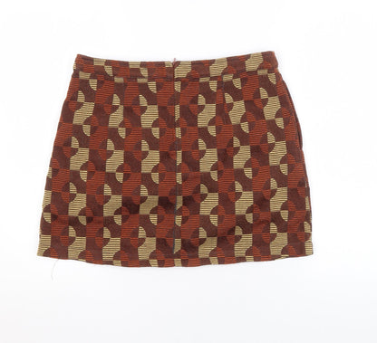 ilk + ERNIE Women's Brown Geometric Skirt L