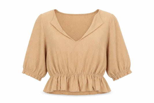 Womens UK Size M Pull&Bear Beige Basic Blouse