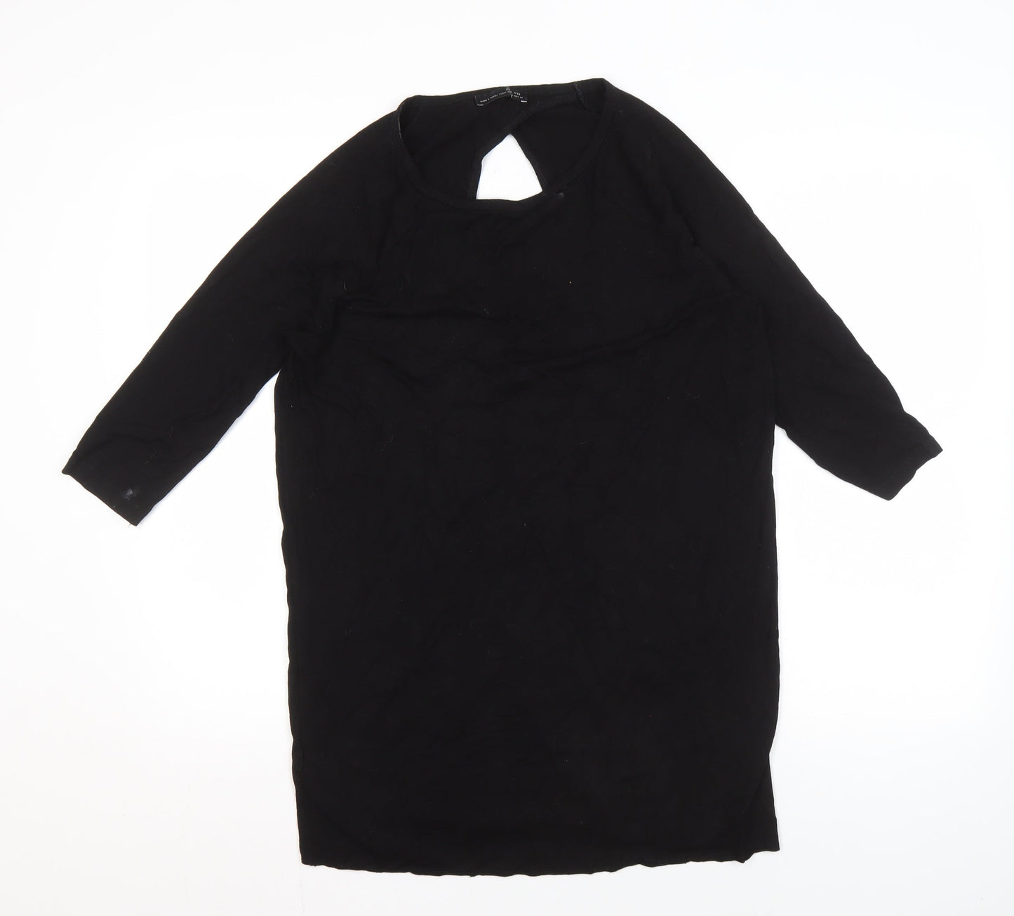 Womens UK Size M Zara Black Basic T-Shirt