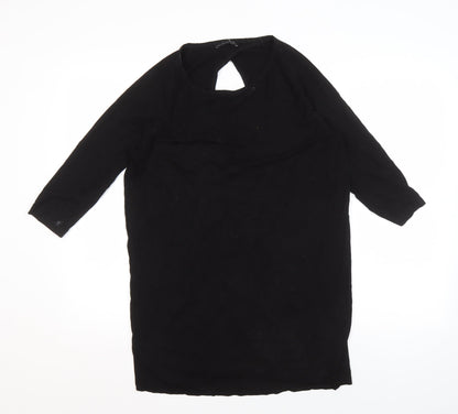 Womens UK Size M Zara Black Basic T-Shirt