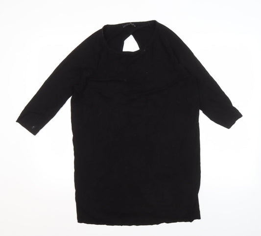 Womens UK Size M Zara Black Basic T-Shirt