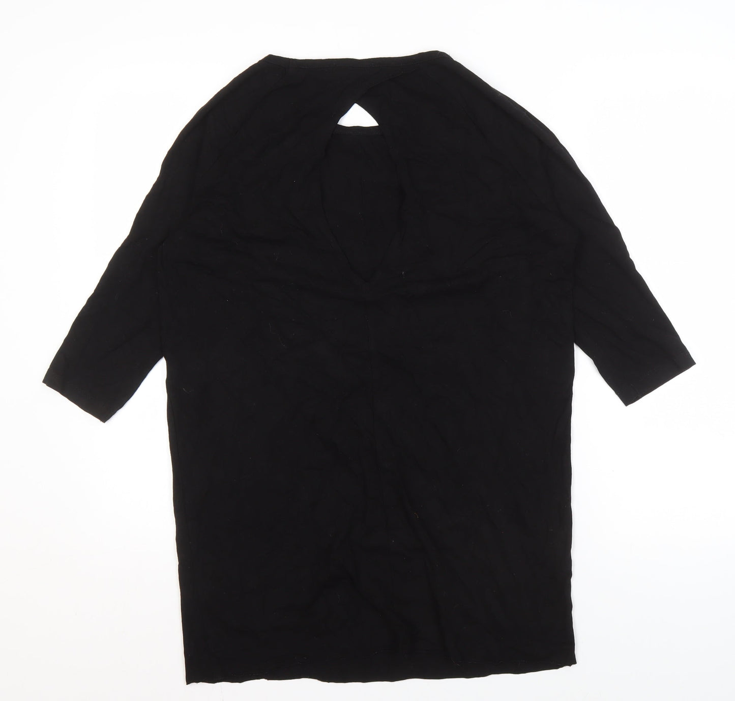 Womens UK Size M Zara Black Basic T-Shirt