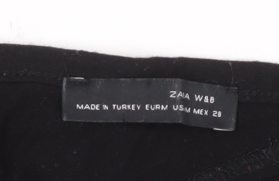 Womens UK Size M Zara Black Basic T-Shirt