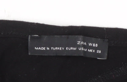 Womens UK Size M Zara Black Basic T-Shirt