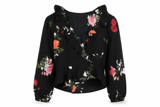 Womens UK Size 14 Miss Selfridge Black Wrap Blouse