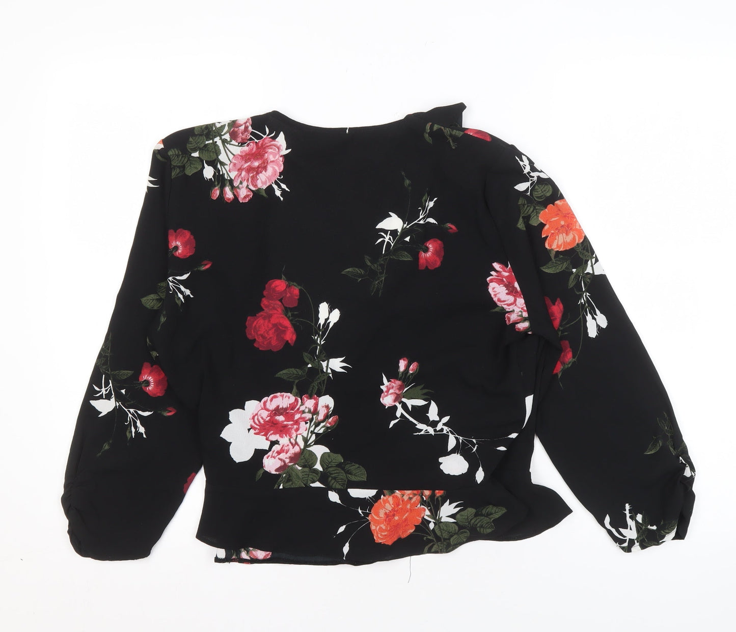 Womens UK Size 14 Miss Selfridge Black Wrap Blouse