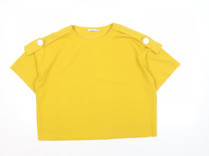 Womens UK Size 12 Zara Yellow Basic T-Shirt