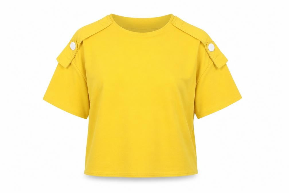 Womens UK Size 12 Zara Yellow Basic T-Shirt