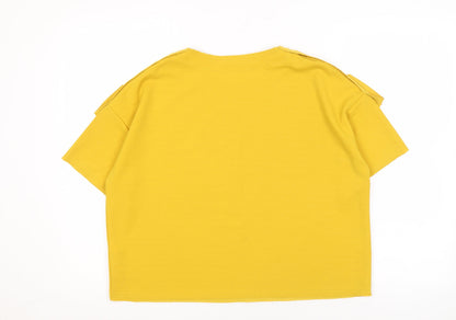 Womens UK Size 12 Zara Yellow Basic T-Shirt