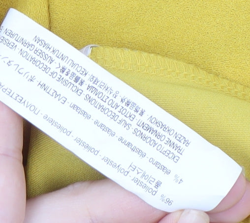 Womens UK Size 12 Zara Yellow Basic T-Shirt