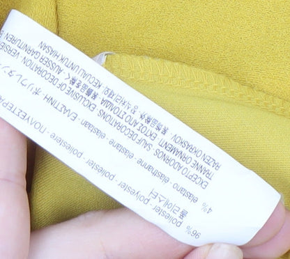 Womens UK Size 12 Zara Yellow Basic T-Shirt