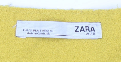Womens UK Size 12 Zara Yellow Basic T-Shirt
