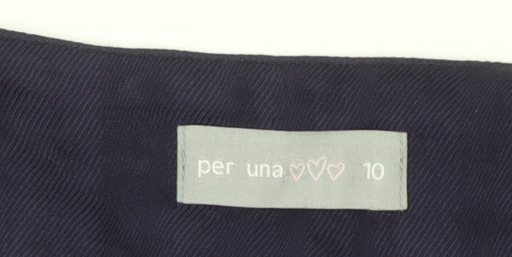 Per Una Women's Blue A-Line Skirt Size 10 Beaded Knee Length