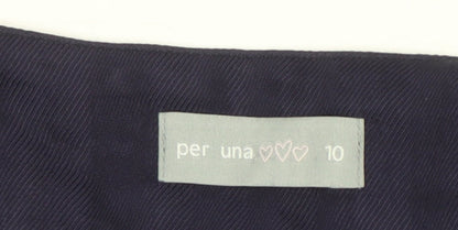 Per Una Women's Blue A-Line Skirt Size 10 Beaded Knee Length