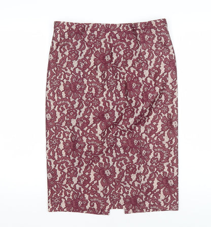 Next Women's Purple Floral Lace Pencil Skirt Size 10