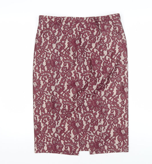 Next Women's Purple Floral Lace Pencil Skirt Size 10