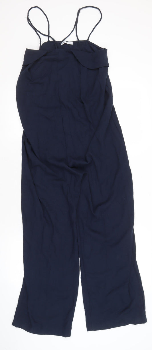 Zara Women's Blue Sleeveless Jumpsuit Size 12