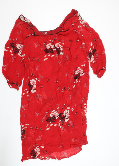 ASOS Women's Red Floral Dress, Size 12, Summer Casual