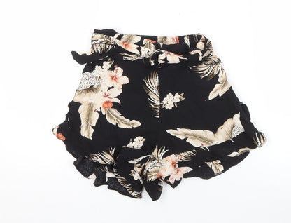 River Island Women Black Floral Petite Culotte Shorts