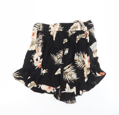 River Island Women Black Floral Petite Culotte Shorts