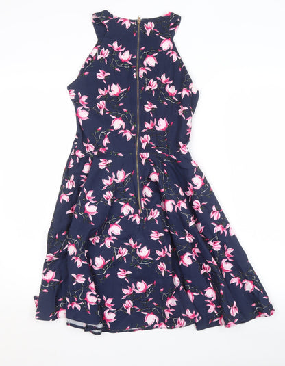 Quiz Women's Blue Floral Fit & Flare Dress, Size 8