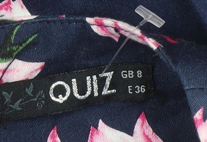 Quiz Women's Blue Floral Fit & Flare Dress, Size 8