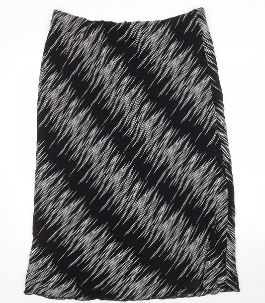 Ann Harvey Women's Black Geometric Long Skirt, Size 22