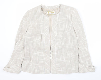 Roman Originals Beige Women's Blazer Size 14 Geometric