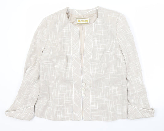 Roman Originals Beige Women's Blazer Size 14 Geometric