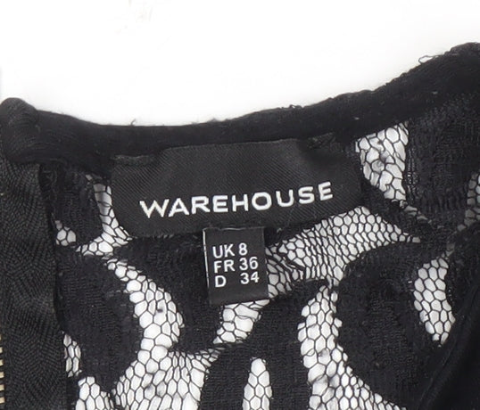 Womens UK Size 8 Warehouse Black Basic Blouse