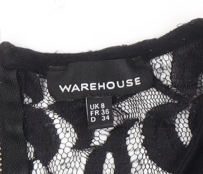 Womens UK Size 8 Warehouse Black Basic Blouse