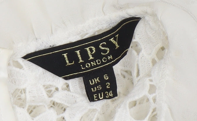 Womens UK Size 6 Lipsy London White Basic Blouse