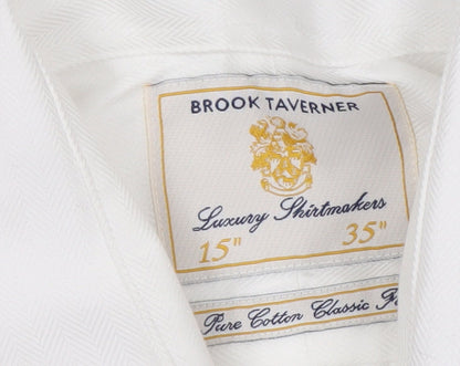 Brook Taverner Men's White Classic Fit Cotton Shirt
