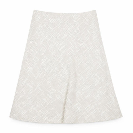Front view of Roman Originals Women's Beige A-Line Skirt, size 12