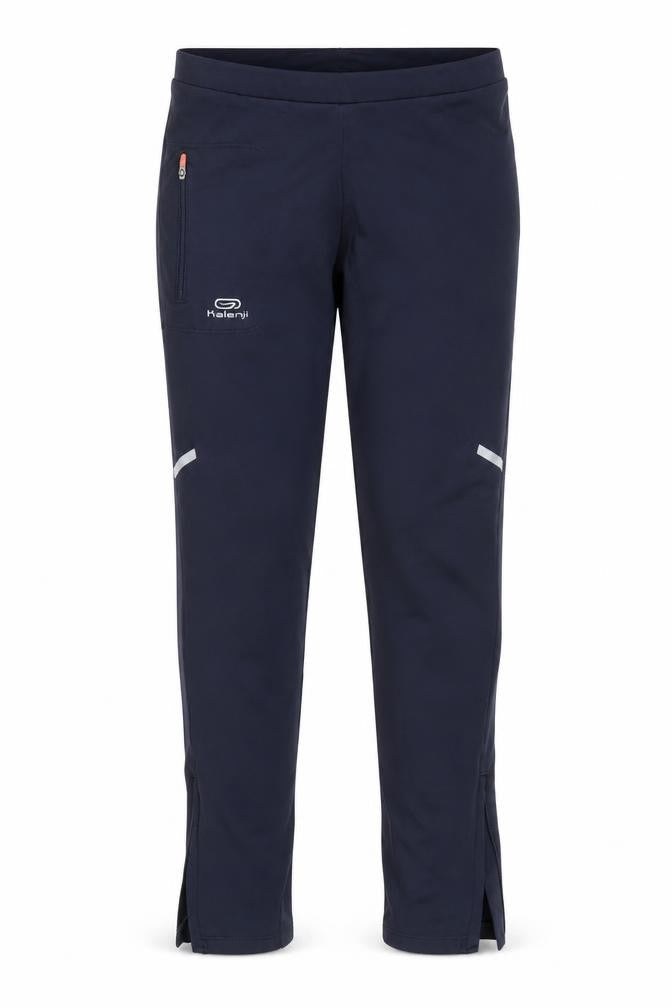 Front view of Decathlon boys’ blue compression leggings 12 years - running