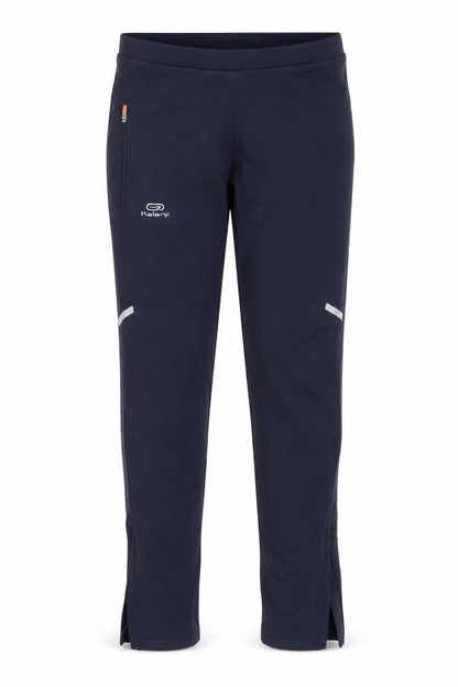 Front view of Decathlon boys’ blue compression leggings 12 years - running