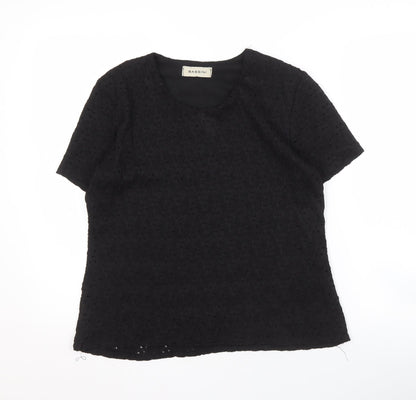 Womens UK Size 14 BASSINI Black Basic Blouse