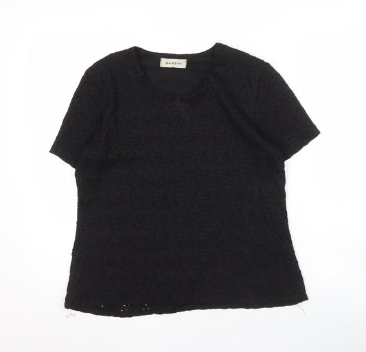 Womens UK Size 14 BASSINI Black Basic Blouse