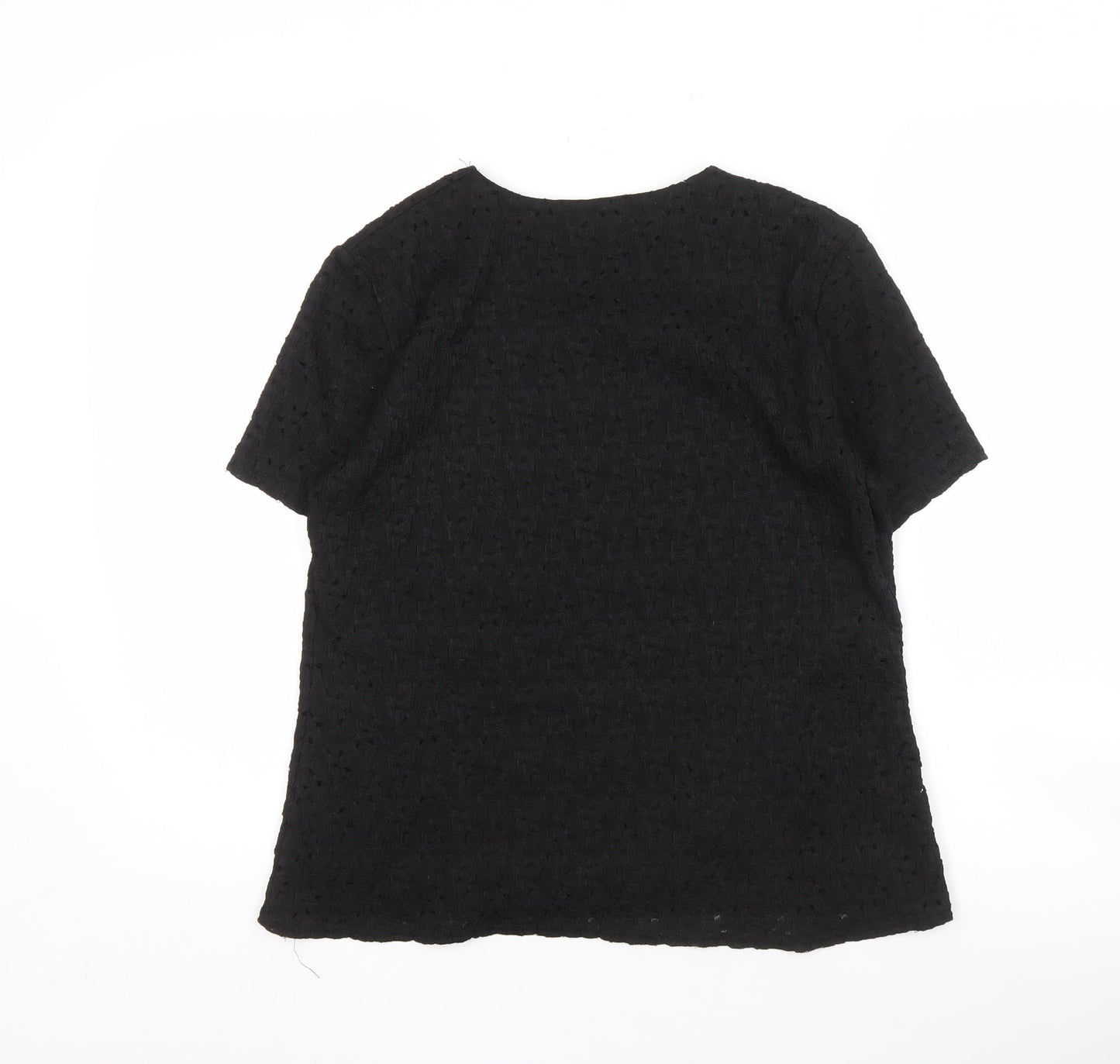 Womens UK Size 14 BASSINI Black Basic Blouse